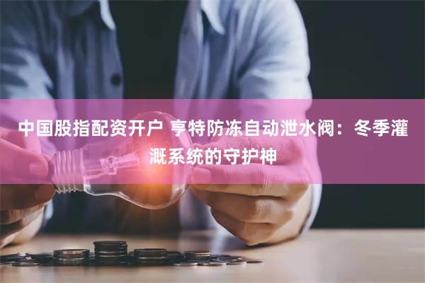中国股指配资开户 亨特防冻自动泄水阀：冬季灌溉系统的守护神